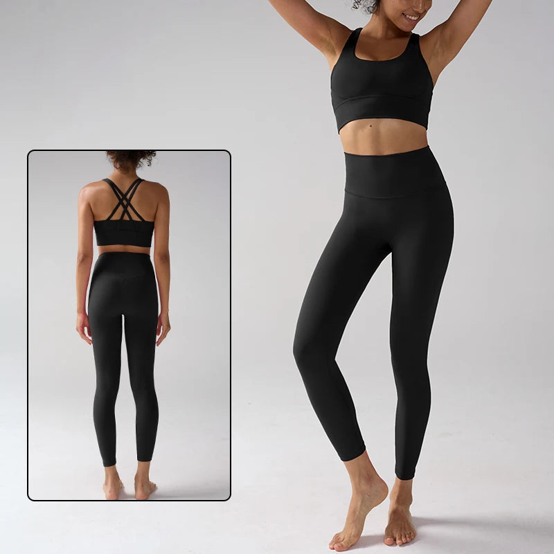 Women's Yoga Set Workout Set 2 Piece High Waist Yoga Leggings Sports Bra Gym Suit Activewear Sports Fitness Set Sports Suit