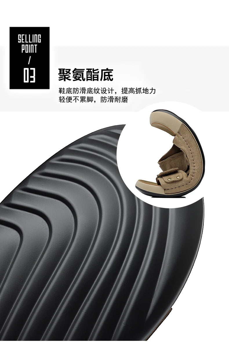 2026 Mens Sandals Slip On Leather Casual Couple Shoes For Men Soft Comfortable Mens Summer Shoes Handmade Men Outdoor Slippers