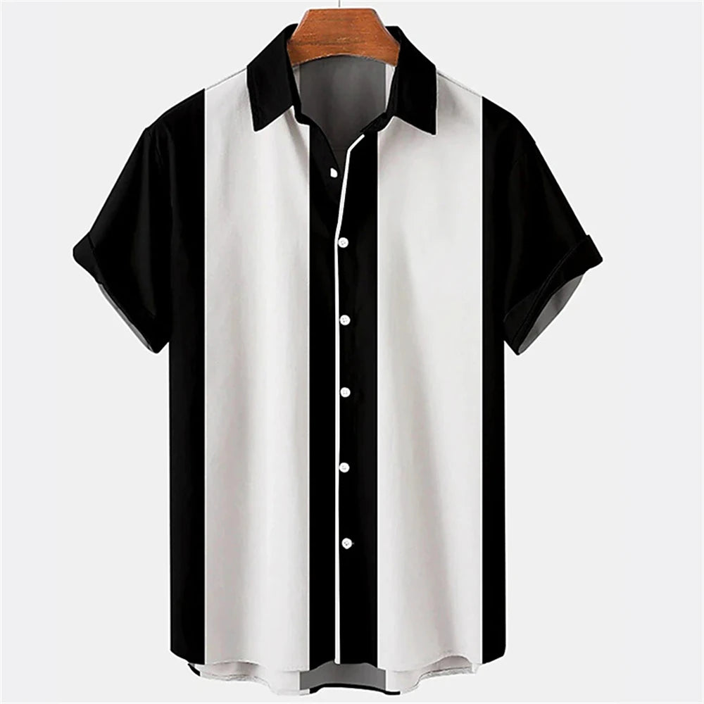 Summer New Casual Solid Color Panel Lapel Beach High Quality Top Men's Short Sleeve Shirt Fashioncomfortable Soft Fabric