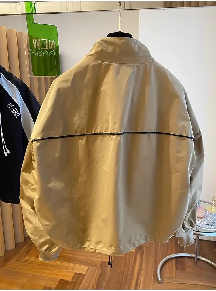 Zipper Design Niche Loose Casual Stand Collar Windbreaker Spring And Autumn Short Top