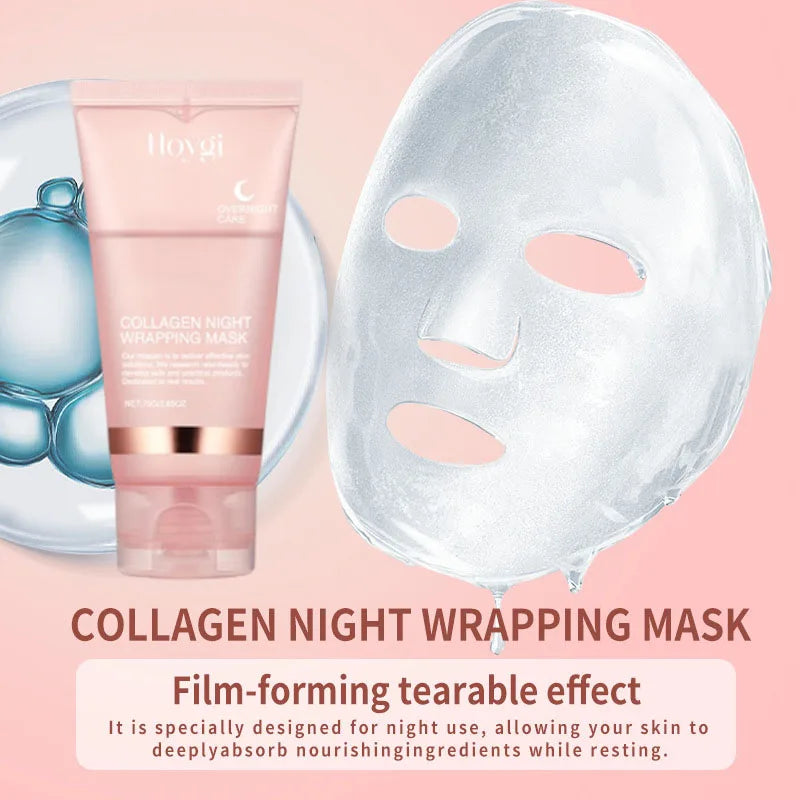 Collagen Overnight Wrapping Peel Off Facial Mask Set Korean Collagen Night Wrapping Mask Deeply Hydrates Night Care Mask Cream