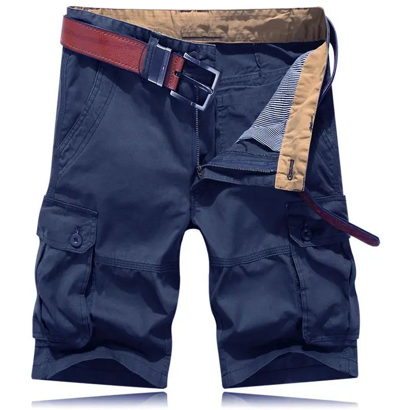 Summer Men Cotton Loose Cargo Shorts Streetwear Fashion Male Clothes Claret 4 Pockets Straight 5 Points Thin Casual Short Pants