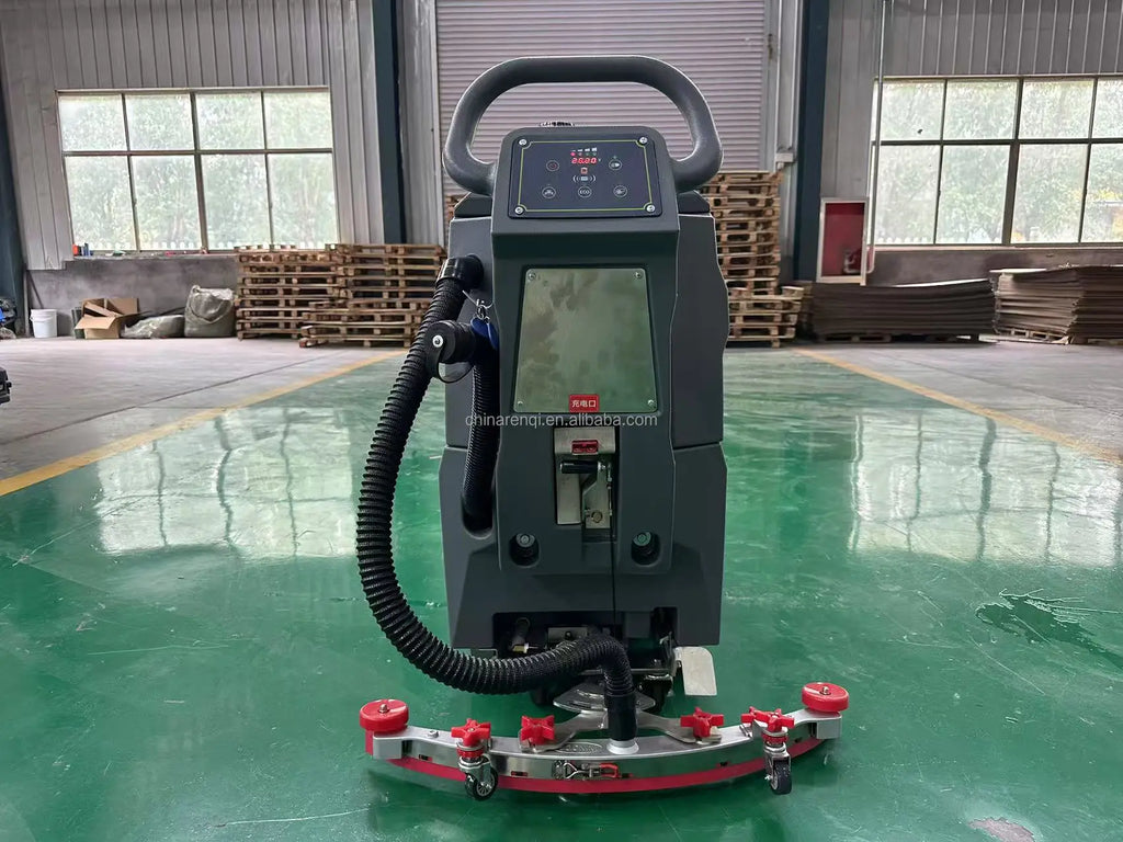 Battery Powered Floor Scrubber, Electric Walk Behind Washer for Tile and Concrete, Efficient Cleaning Machine