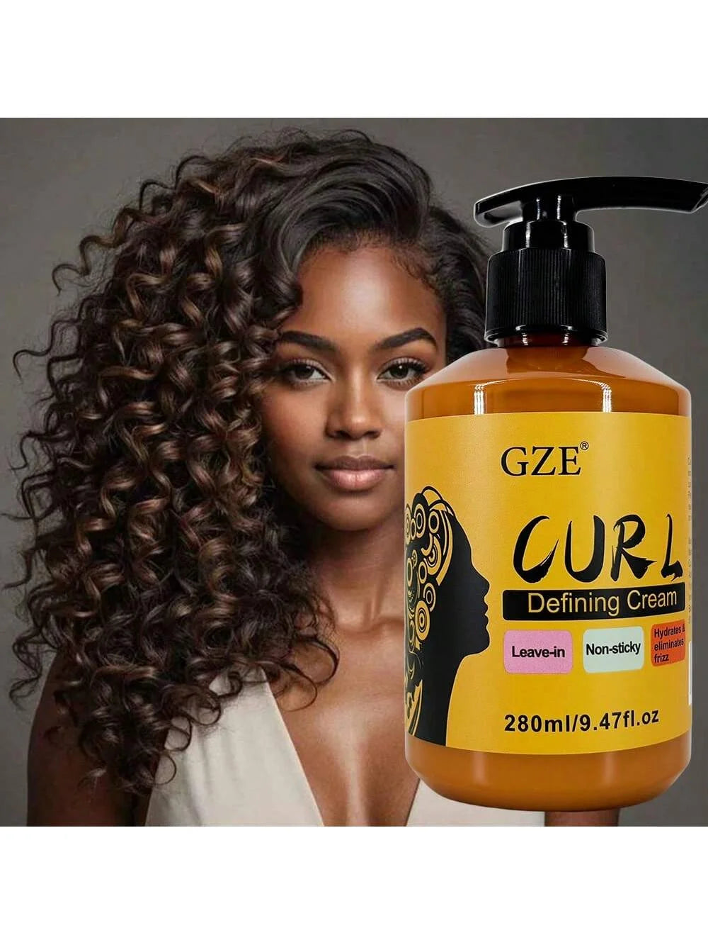 GZE Curl Defining Cream 3 in 1 Leave-in Conditioner Non-sticky Hydrates & Eliminates Frizz Curling Cream