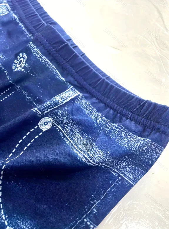 Women's Elegant Printed Faux Denim Leggings