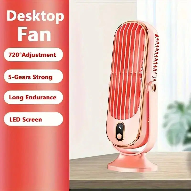 Portable USB Fan | 5 Speeds, 720° Swivel, Quiet Cool Breeze, Air Circulation, Indoor/Outdoor Use, Ideal For Home, Office, Travel - Beauty
