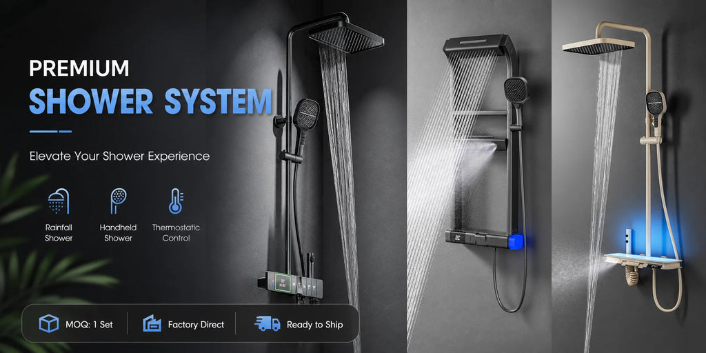 Modern Smart Piano Keys Thermostatic Shower System Premium Brass Digital LED Display Spa Shower Panel For OEM/ODM