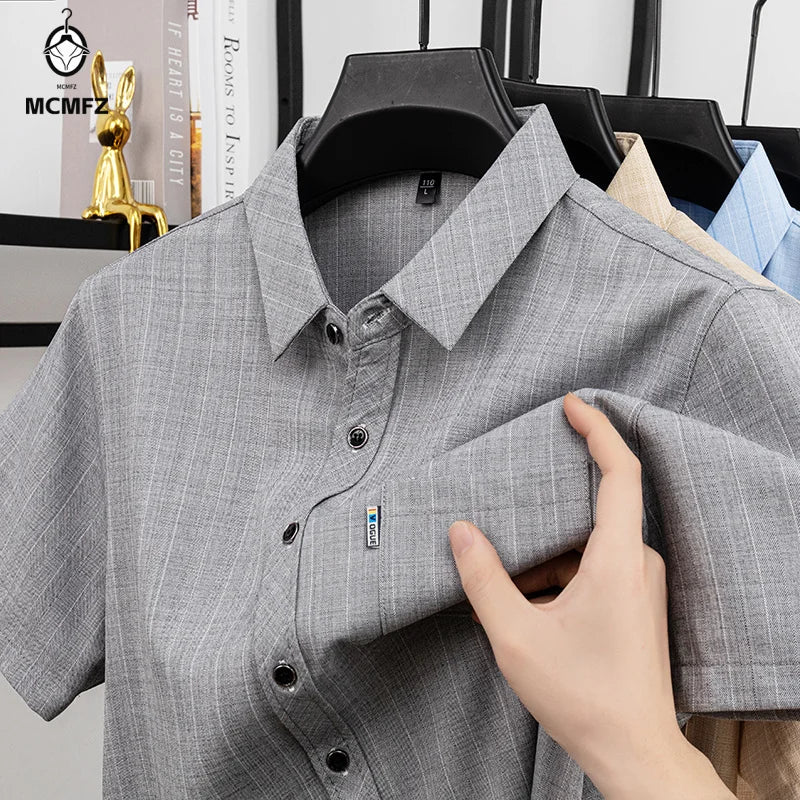 Men Casual Short Sleeve Shirt Anti Wrinkle Quick Dry Comfortable Fabric Business Daily Outdoor Travel Work Wear Blouse