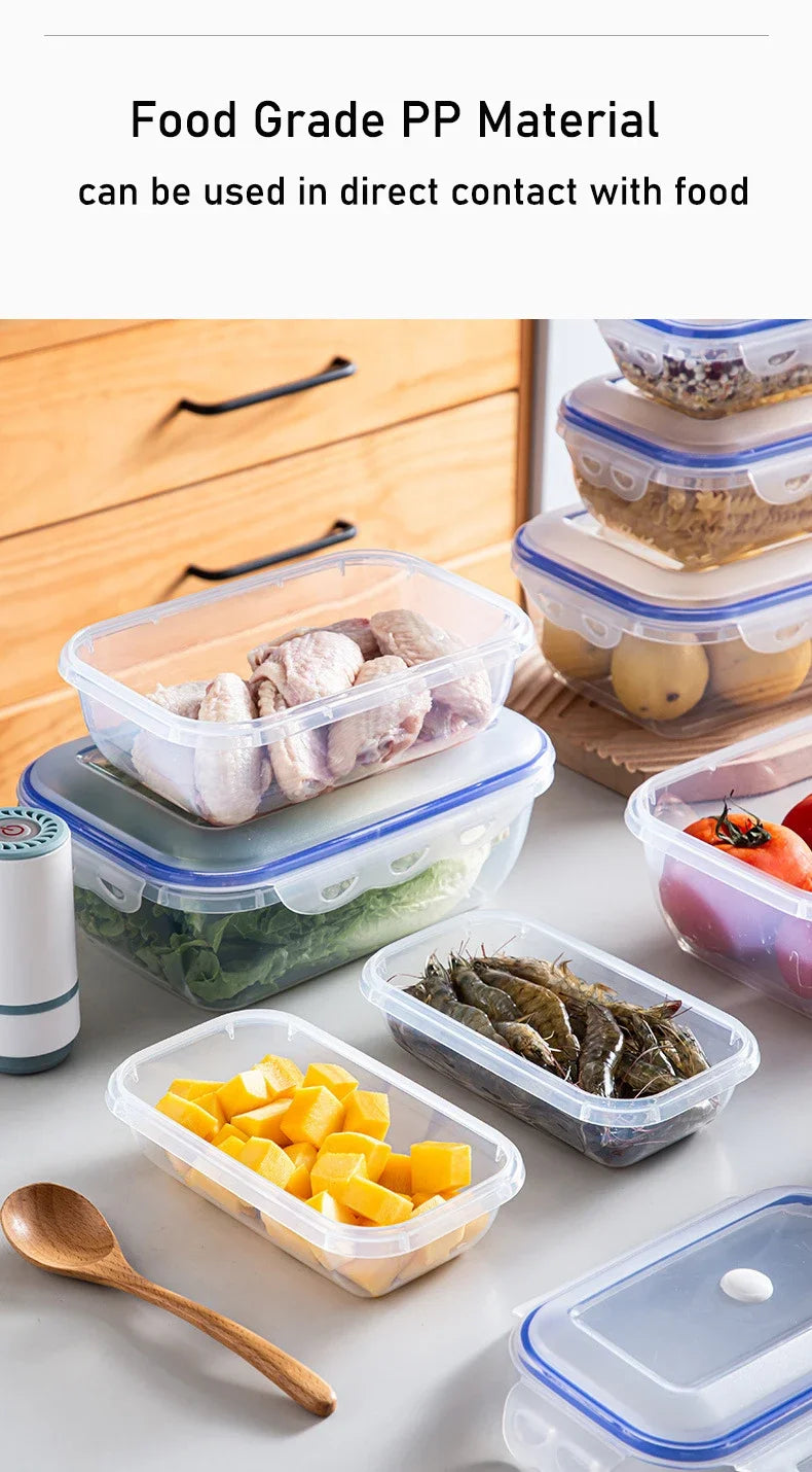 1/3PCS Vacuum Food Storage Box Storage Container Fridge Organizer Microwave Safe Fresh-Keeping Sealing Box Food Dispenser