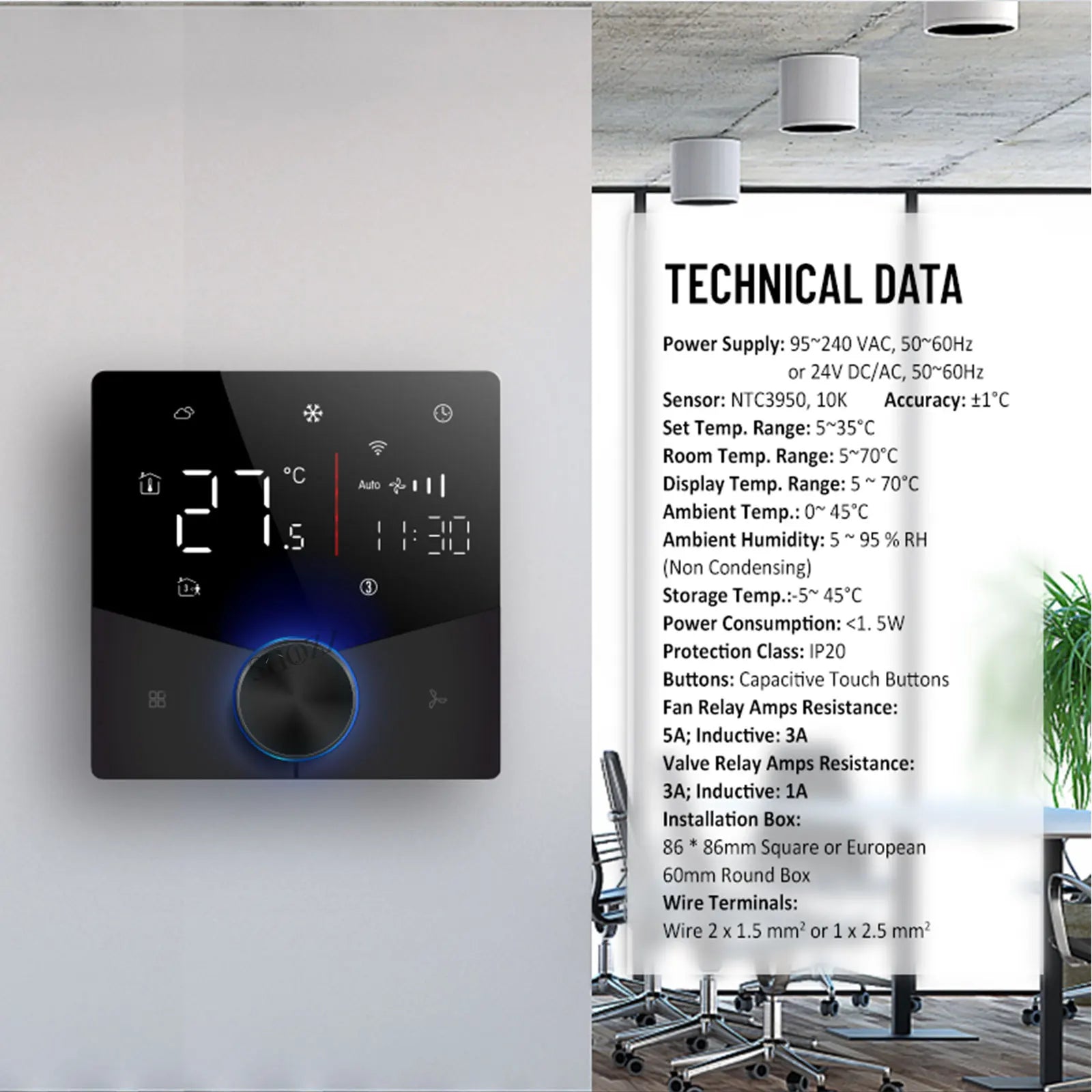 EU 24V 220V WIFI Smart Air Conditioner Thermostat Temperature Controller for Cooling Heating Programable Thermostatic Valve