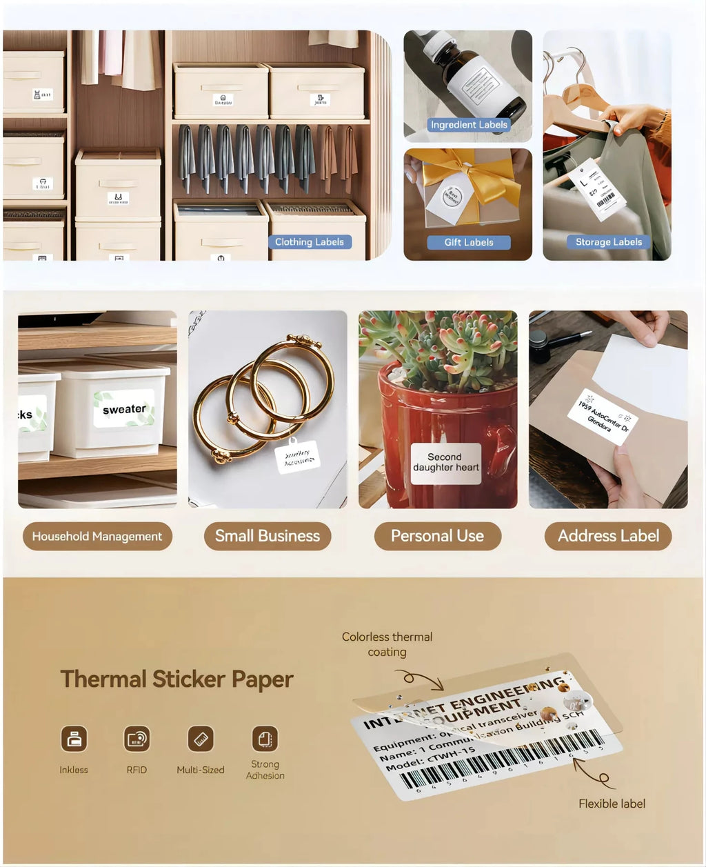 NIIMBOT B21/B1/B3S Full white series Thermal Label Sticker Paper Printable 20-50mm