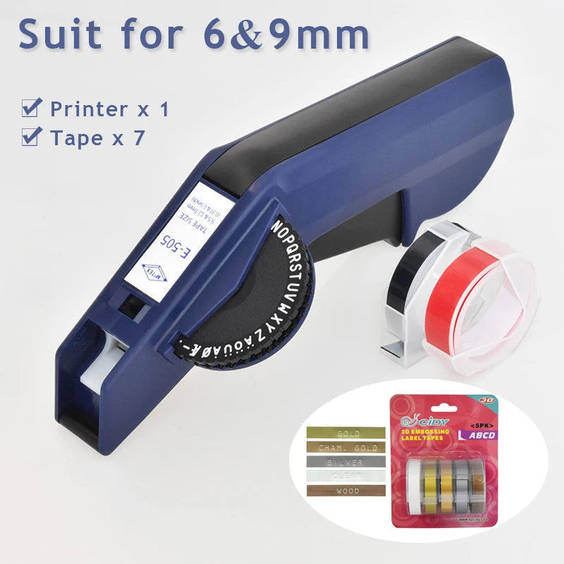 Original Motex E5500 E-505 Manual Label Maker e-5500 Suit For 6/9mm DYMO 3D Embossed Tape Can Replace 1610 12965 1880