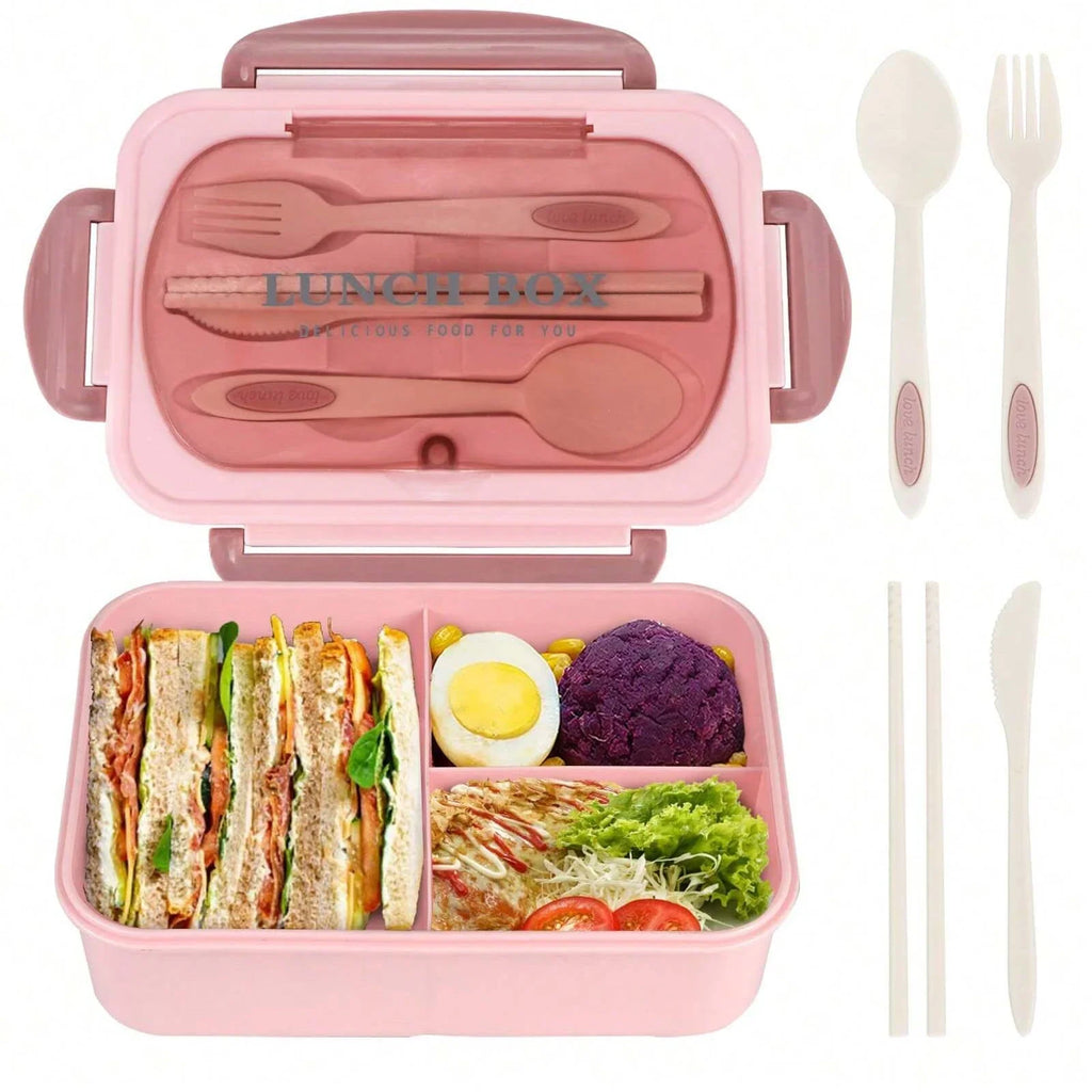 Adult Bento Box with 3 Compartments Lunch Container for Men Women Portable Lunchable Food Storage Back To School Microwave Safe