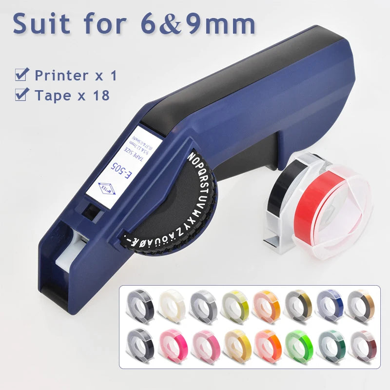 Original Motex E5500 E-505 Manual Label Maker e-5500 Suit For 6/9mm DYMO 3D Embossed Tape Can Replace 1610 12965 1880