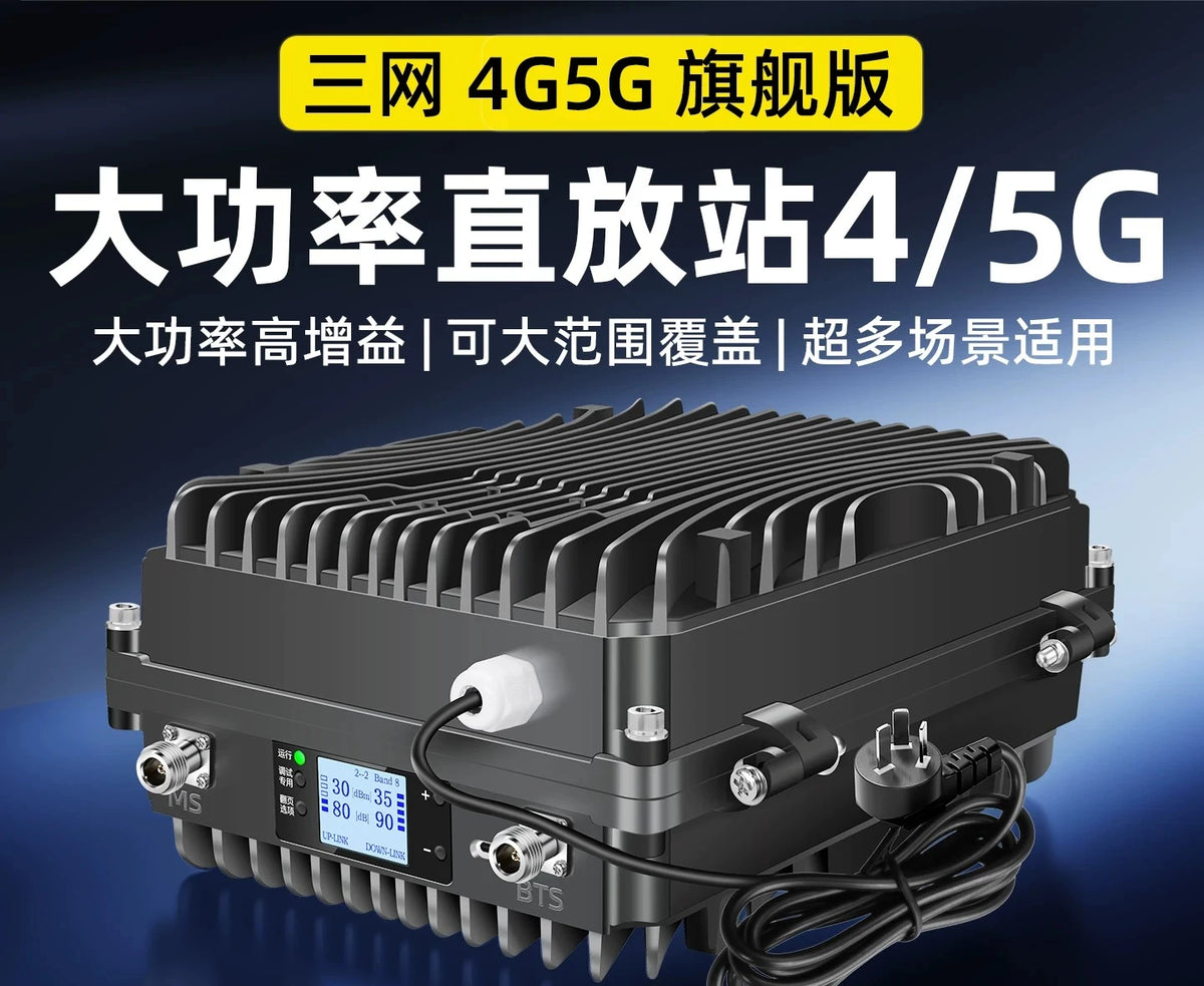 Mobile phone network amplification and enhancement plus receiver triple play repeater