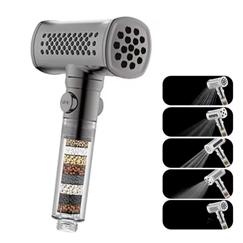 5 Modes High Pressure Shower Head Anti Limestone Filter Hygienic Remove Calcario Shower with Holder and Hose Bath Accessories
