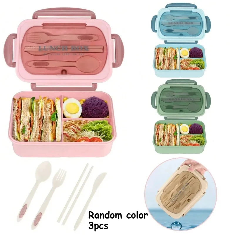 3pcs/1pc Bento Box Adult Lunch Box, Containers For Adults Men Women With 3 Compartments, Lunchable Food Container Back To School