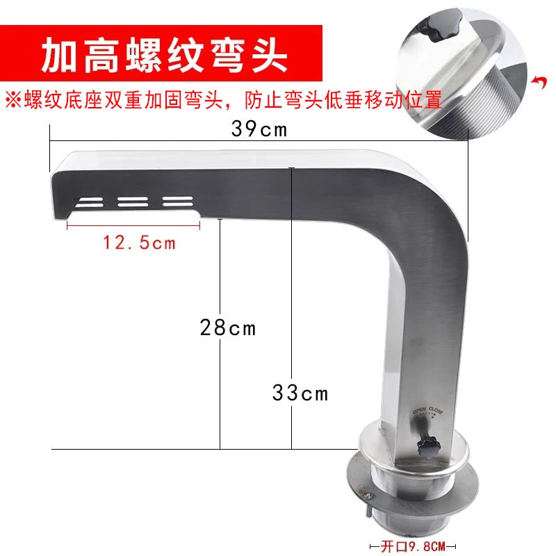 Commercial Heavy-Duty Stainless Steel BBQ Ventilation System Kit with 100mm Smokeless Exhaust Duct for Indoor And Outdoor Use