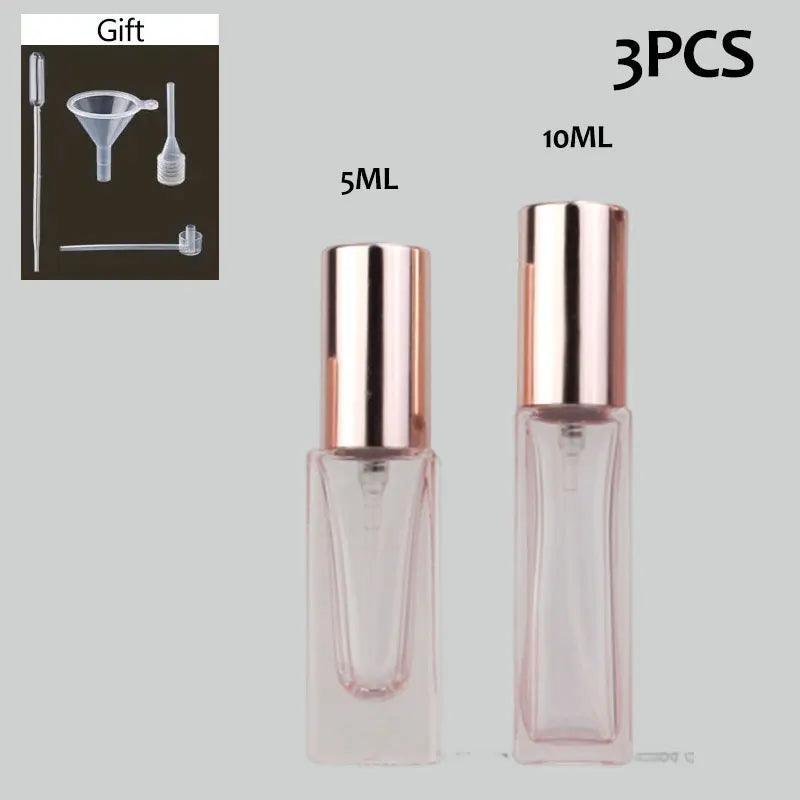 3pcs 5/10ml High Quality Perfume Spray Bottle Portable Empty Glass Cosmetic Atomizer Spray Container Travel Refillable Bottles