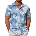 Minimally Designed Hawaiian Tropical Plant Printed Men's Quick Drying Shirt, Summer Beach Shirt