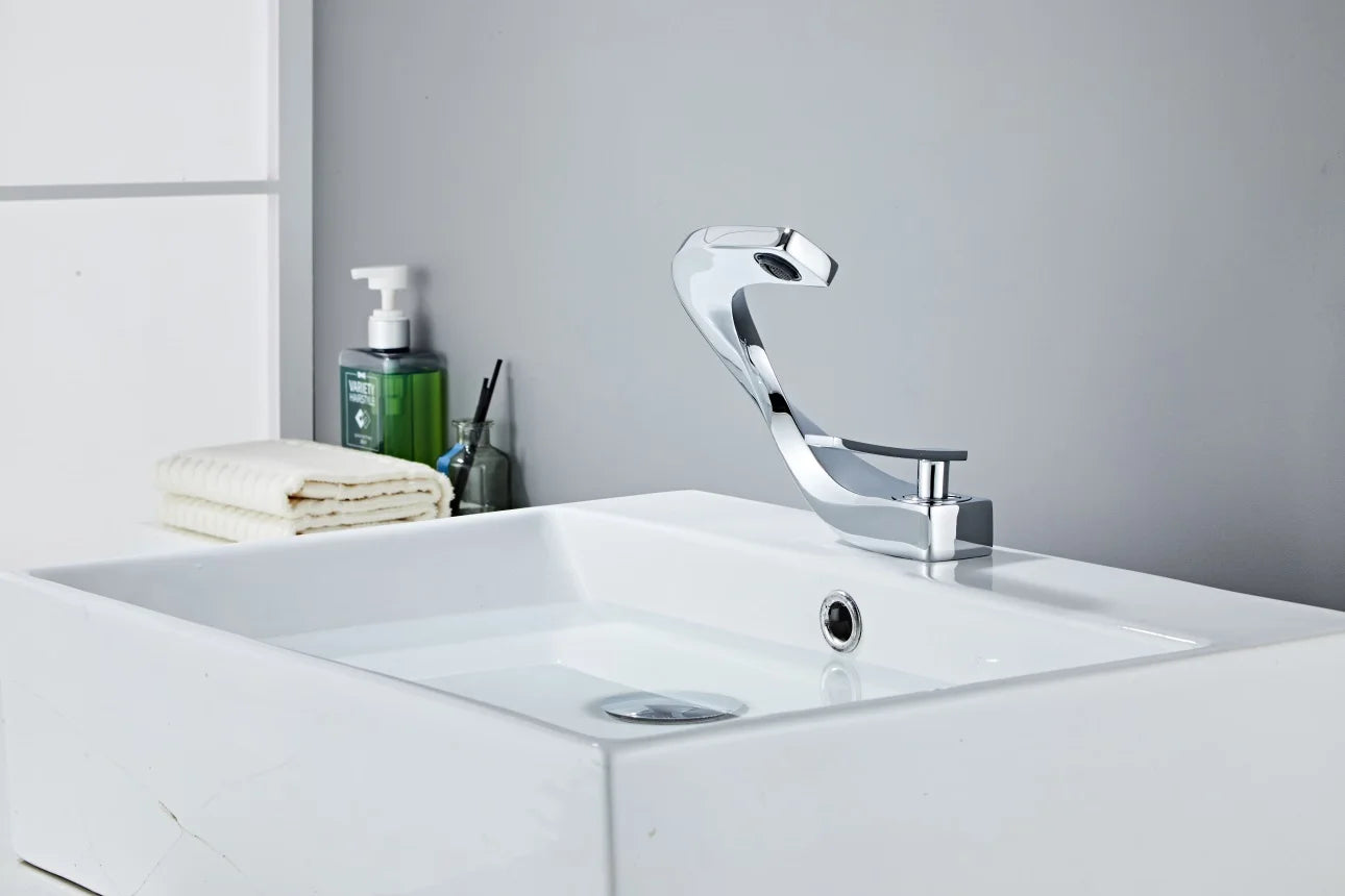 Basin Faucet  Brass Hot and Cold Wash Basin Faucet White with Gold Bathroom Basin Modern Minimalist Creative Faucet PP-12085