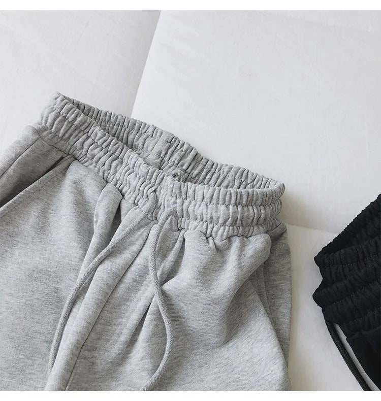 New Women High-Waist Wide-Leg Pants Couple's Sports Shorts Student Loose Home Pants Girls Casual Running Shorts Sexy high-waist