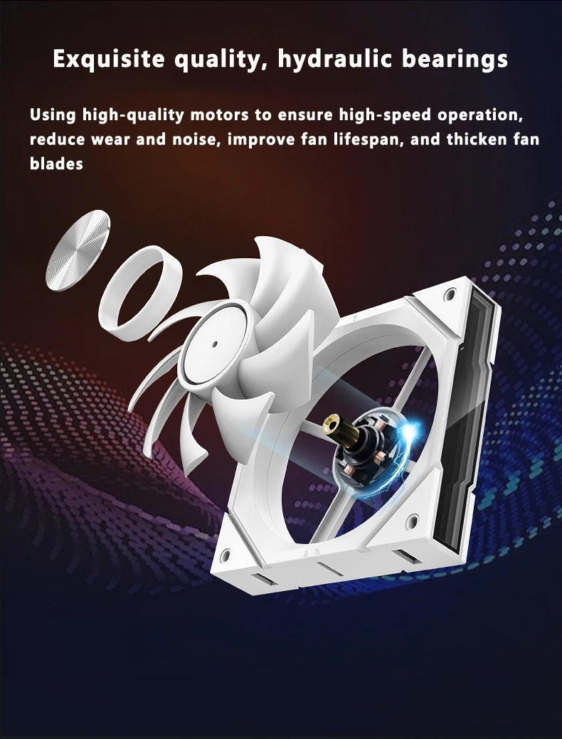 ICE Whale WX-1 Wire-Splicing PC Case Cooling Fan ARGB Mirror Cycle Light Effect 800-2000RPM PWM Water Cooling 360mm Cooler Fan