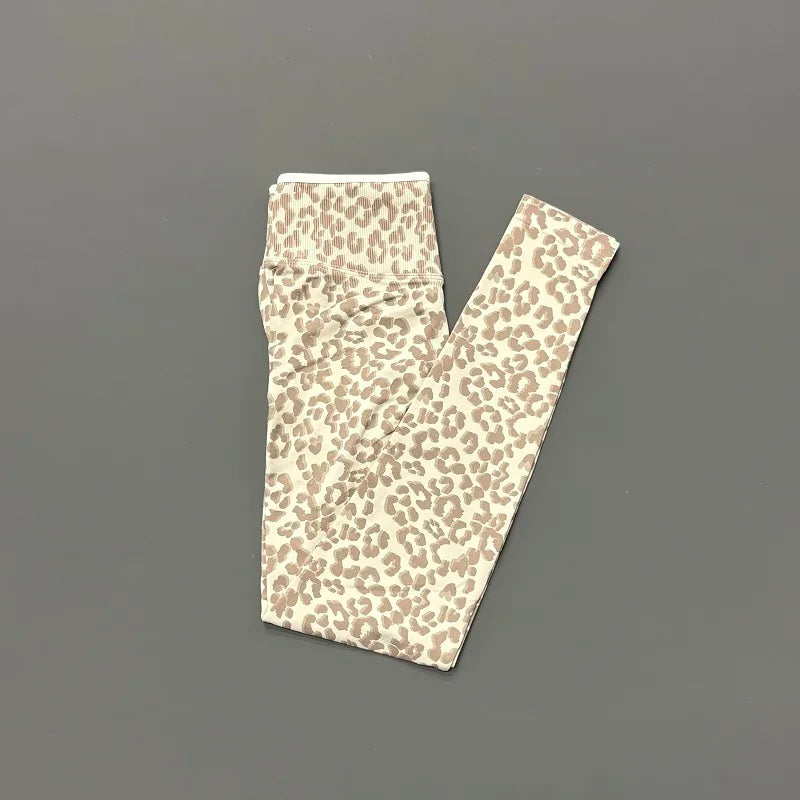 Seamless Leopard Print Leggings Women High Waist Yoga Pants Scrunch Butt Fitness Tights Moisture Wicking Slim Fit Sports Pants