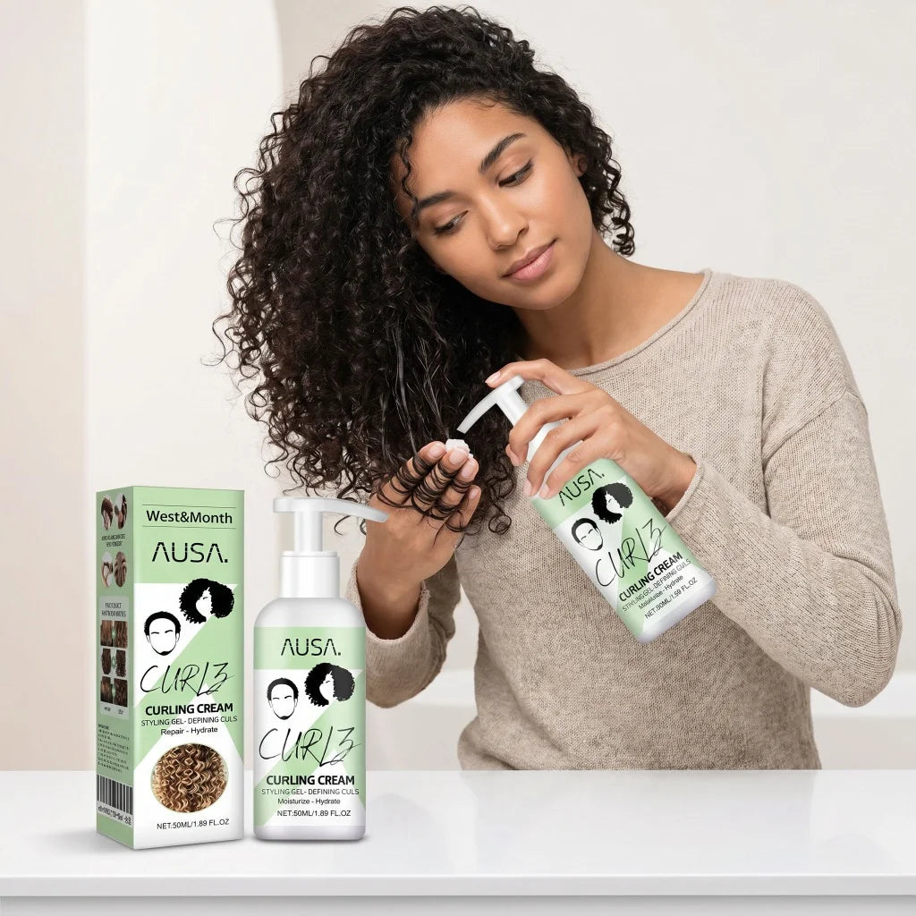Curling Cream Curl Defining Styling Lotion Moisturizes Repairs Dry Hair Tames Frizzy Waves Daily Portable Curly Hair Styling 50m