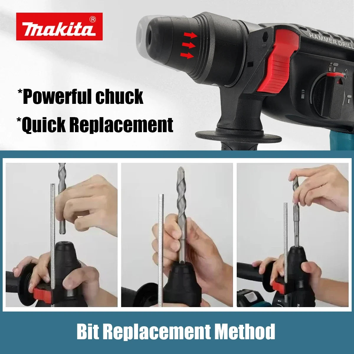 Original Makita DHR242 18V Rotary Hammer Low Vibration 13.5m/s² Comfortable Operation for Long Drilling Sessions