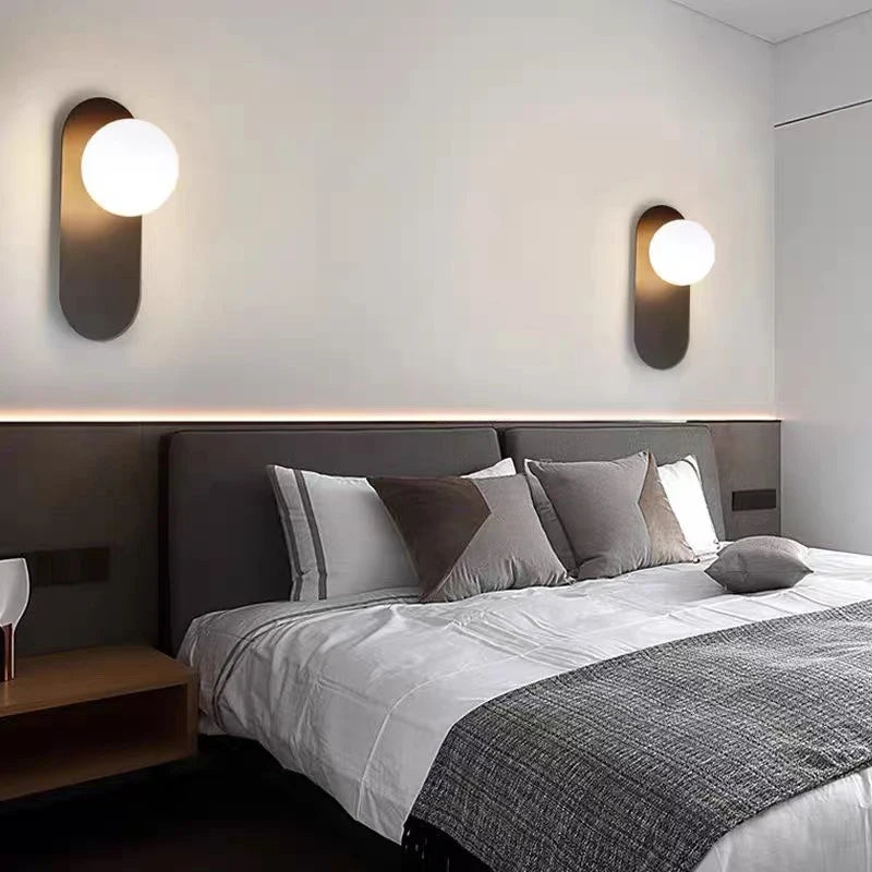 Bedroom LED Wall Lamps with 9W G9 Bulb Hardwired Indoor Frosted Glass Ball Wall Lights Wall Sconce for Bar Kitchen AC110-220V