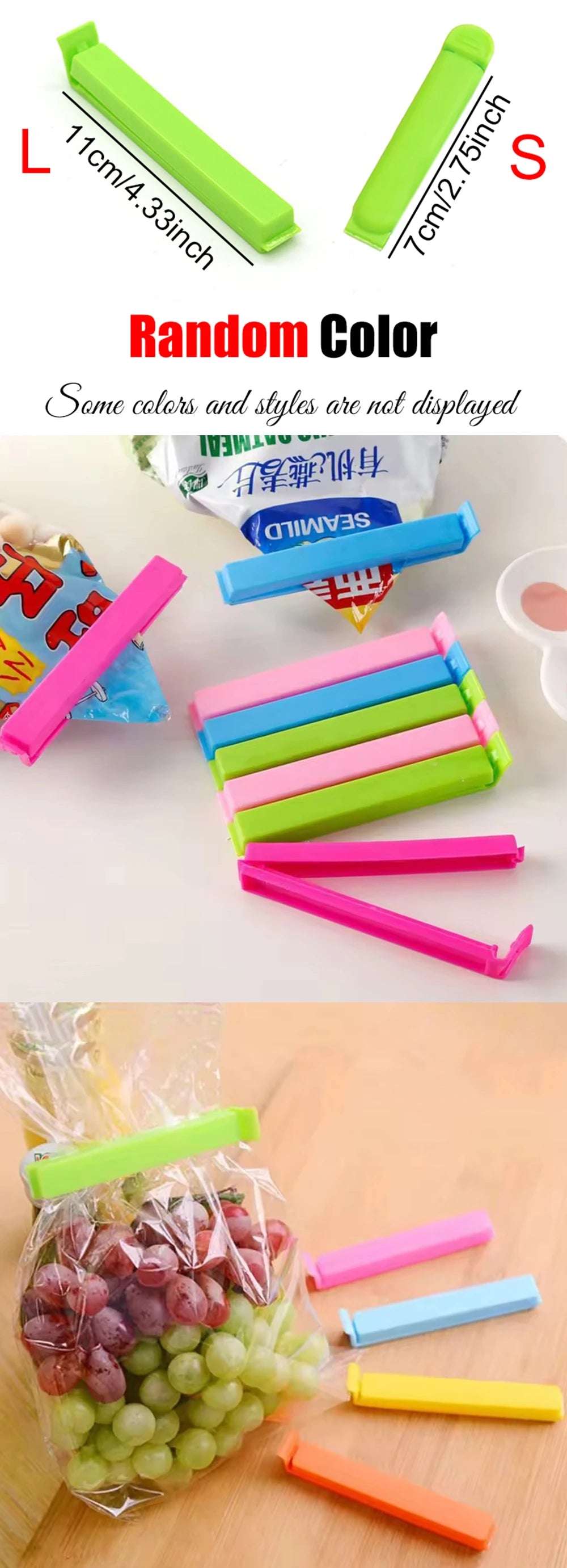 10-20PCS/Set Sealing Clip Colorful Reusable Snack Storage Sealer Clamp Kitchen Gadgets for Food Fresh Keeping Moisture Proof ZYF