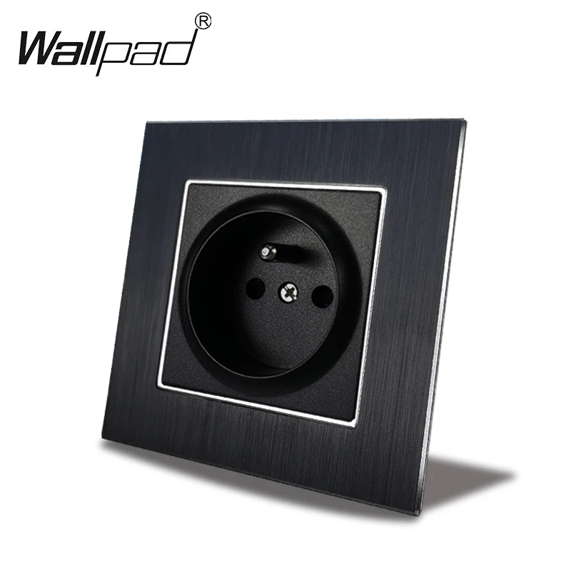 Euro USB Type-C Socket Black Matte Metal Panel Double Triple Electrical Wall SocketS EU Type A+C Outlet with Cap Cover Round Box