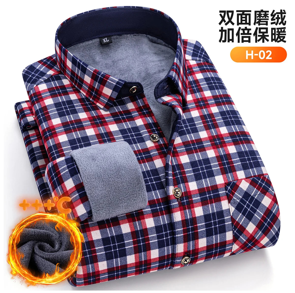 Plus Size 8XL 7XL 6XL Men's Thickene Shirt Long Sleeve Fleece Warm Winter Autumn Casual Soft Print Daily Thermal Male Clothing