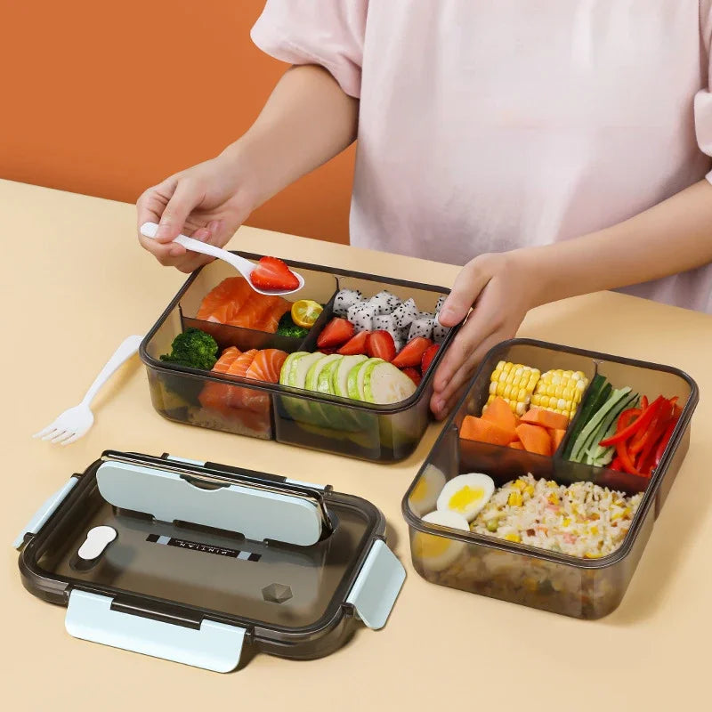 Transparent Lunch Box for Kids Food Storage Container with Lids Leak-Proof Microwave Food Warmer Snacks Bento Box Japanese Style