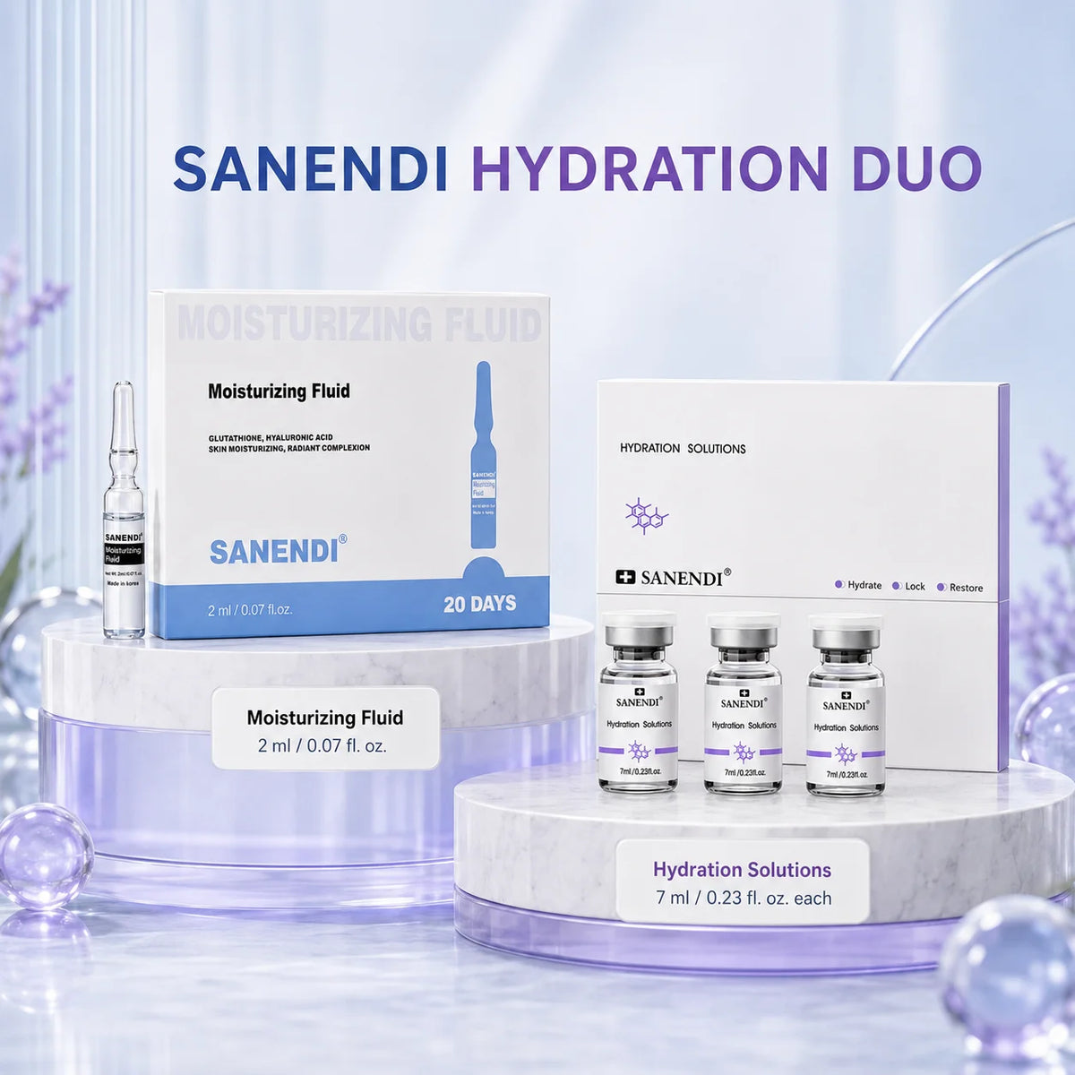 Sanendi Deep Hyadration Fluid Solution Glutathione Hyaluonic Acid Serum GSH Daily Face Care Miosturizing Korean Skin Care