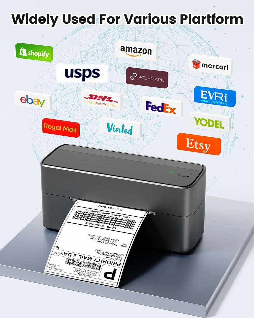 241BT 4X6 Wireless Thermal Label Printer for Small Business, Bluetooth Labels Printers for Shipping Package,