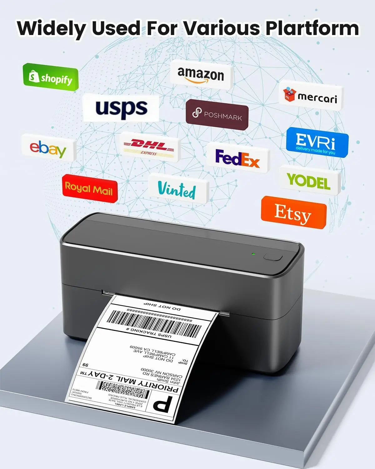 241BT 4X6 Wireless Thermal Label Printer for Small Business, Bluetooth Labels Printers for Shipping Package,