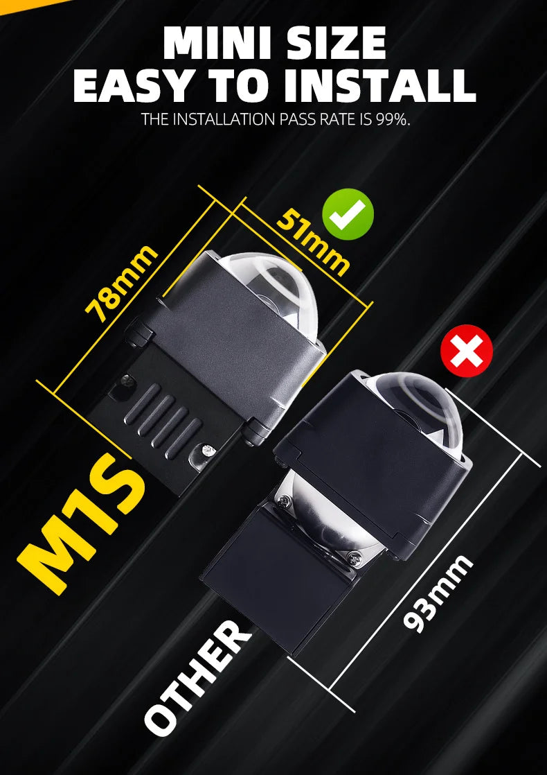 Matrix 1.5 Inch Bi LED Projector Lens Car Motorcycle Headlight Retrofit Hi Lo Beam 12V 36W 5500K