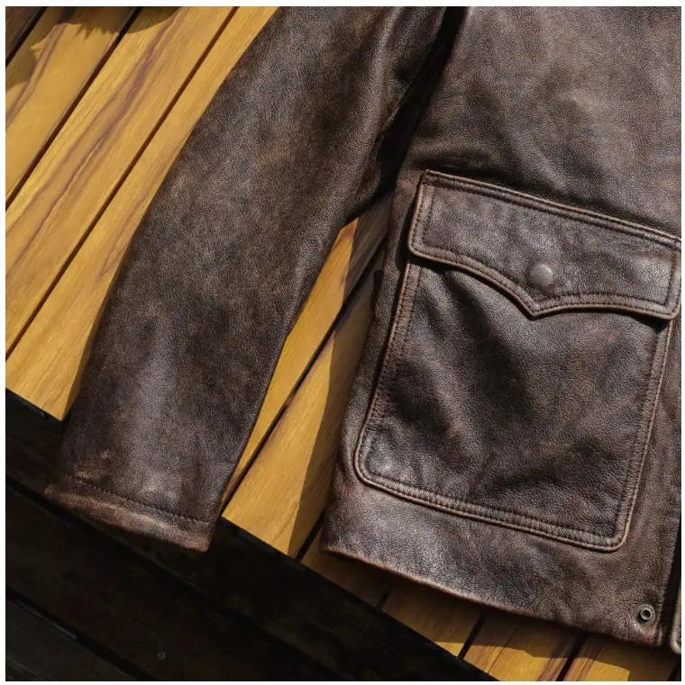 CC Shop Top.Natural,US nubuck leather coat.Vintage brown style casual genuine cowhide jacket.Men quality Rider leather cloth.