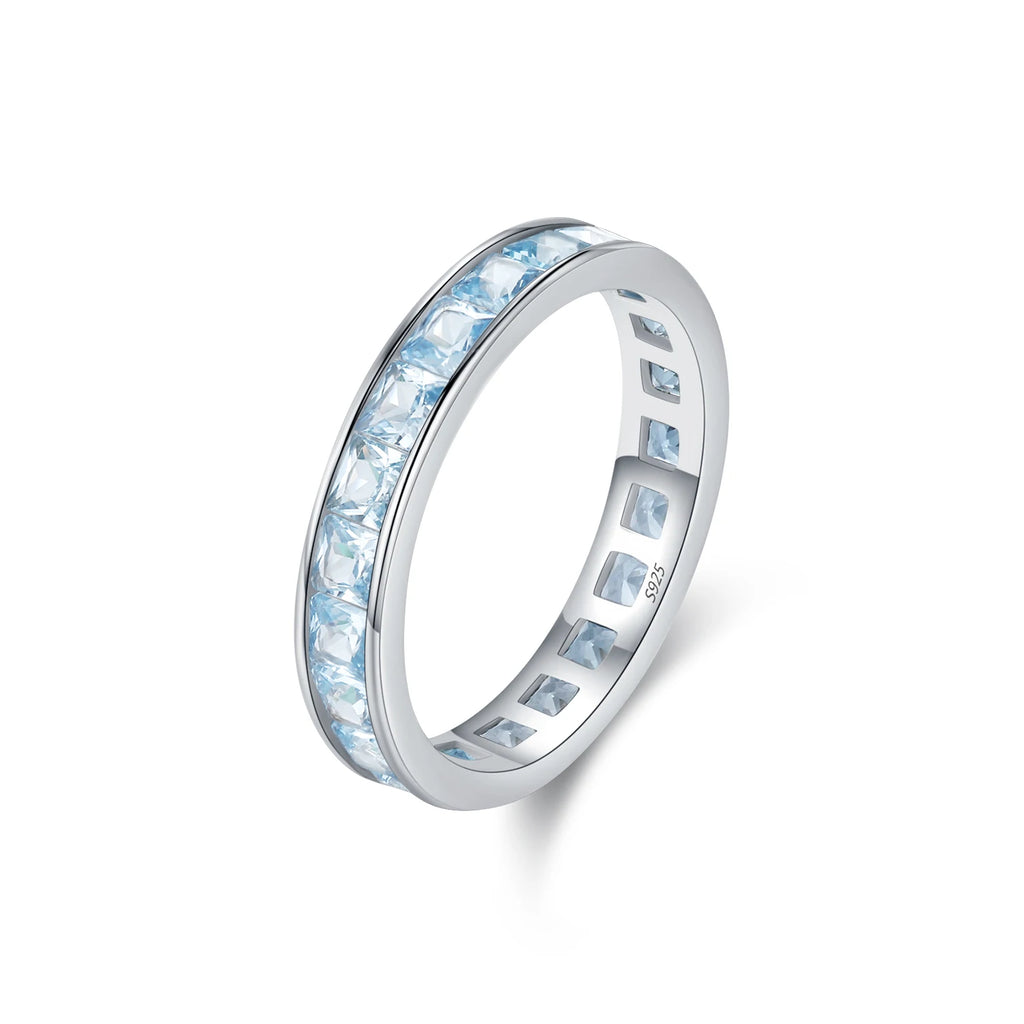 MODIAN 925 Sterling Silver Luxury Square Zirconia Finger Ring Fashion Stackable Eternity Band Rings For Women Fine Jewelry