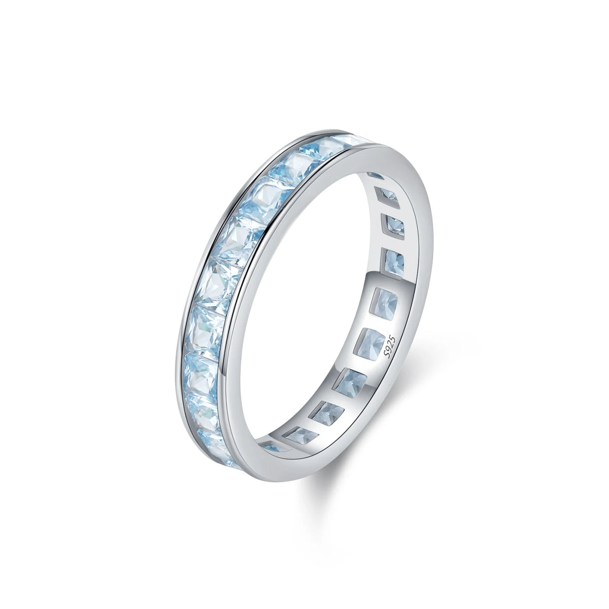 MODIAN 925 Sterling Silver Luxury Square Zirconia Finger Ring Fashion Stackable Eternity Band Rings For Women Fine Jewelry