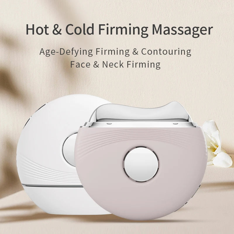Hot and Cold Micro-current Beauty Instrument Vibrating LED Red and Blue Light Scraping Instrument, Household Neck Beauty Massage