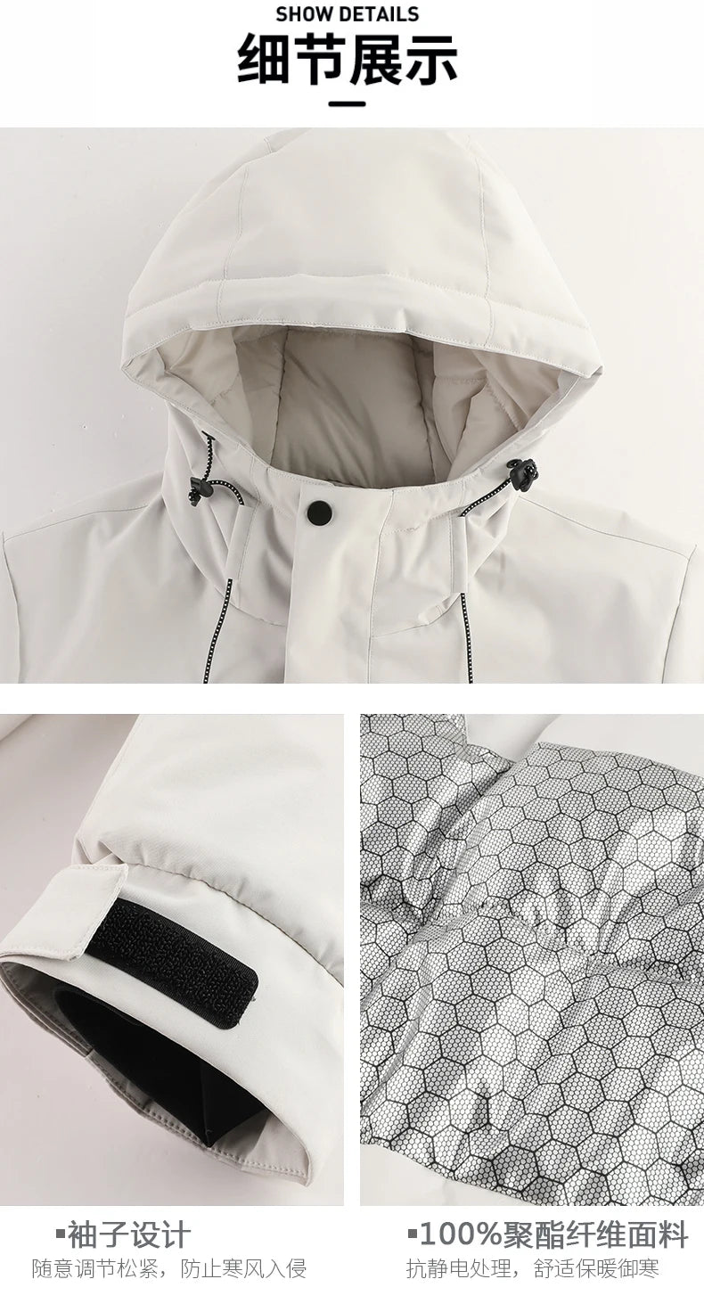 Men's Jacket Stand Collar Stamp Mens Parka Winter New Down Jacket Fleece Warm Jackets Men Business Leisure Coat Baseball Coats