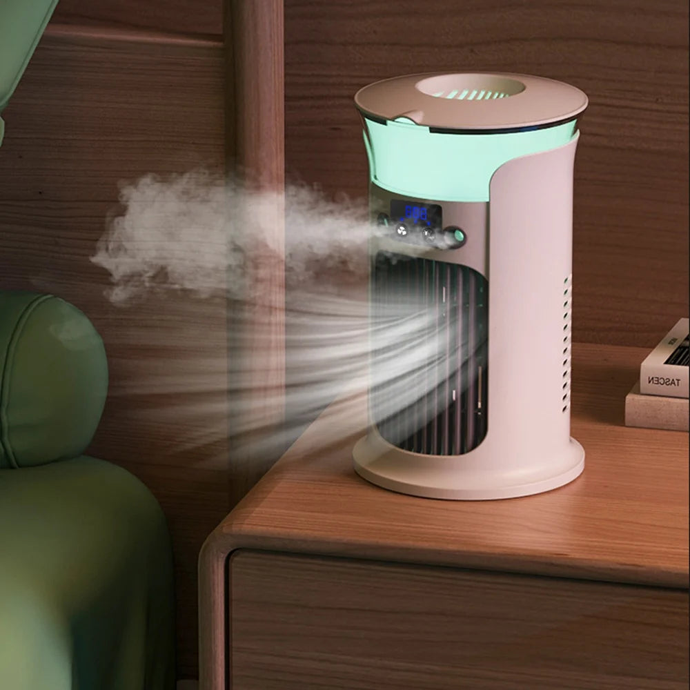 Desktop Mini Air Conditioner Portable USB Air Cooler Fan For Home Room Camping Humidifier Cooling Fans 7 Color Night Lamp 선풍기