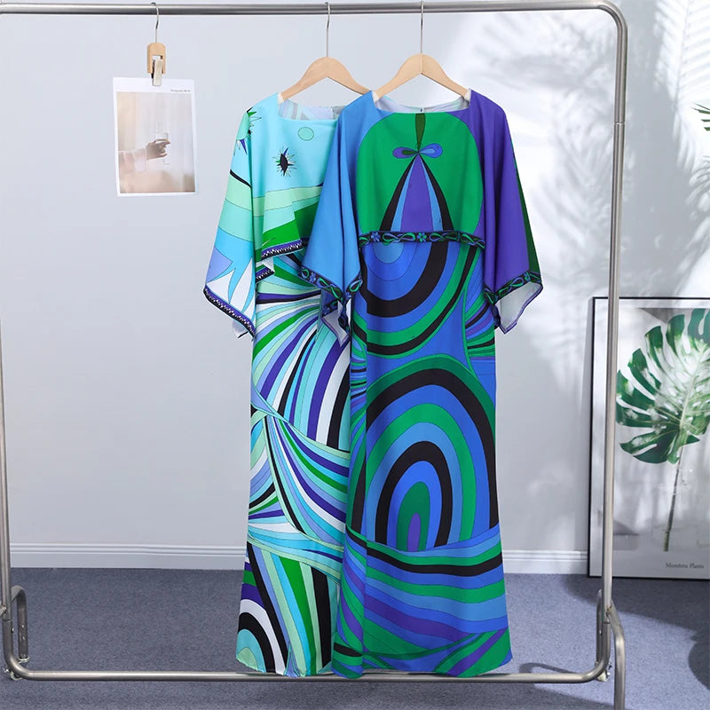 Bohemian Printed Shirt Skirt Suits Women Vintage Irregular Long Sleeve Top Female Sets High Waisted Long Skirt Ladies Outfits