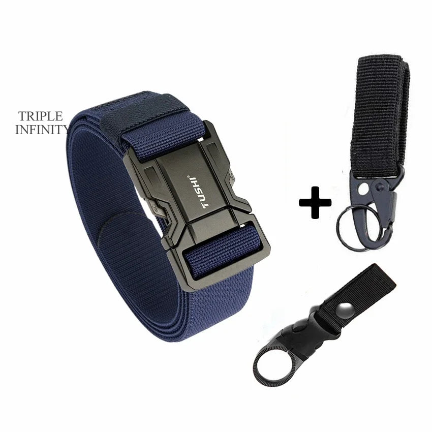 Quick Release Military Tactical Belts With Metal Buckle Durable Elastic Waist Belt Men Outdoor Training Stretch Strap For Pants