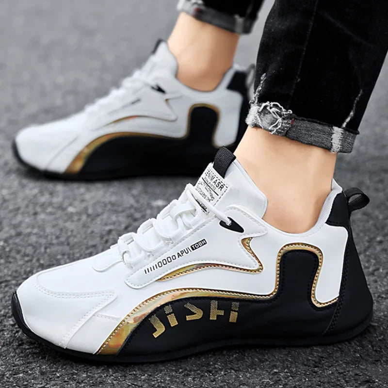 Men's PU Leather Waterproof Sneakers Casual Sports Shoes Mens Lightweight Breathable Flat Non-slip Tenis Shoes Zapatillas Hombre