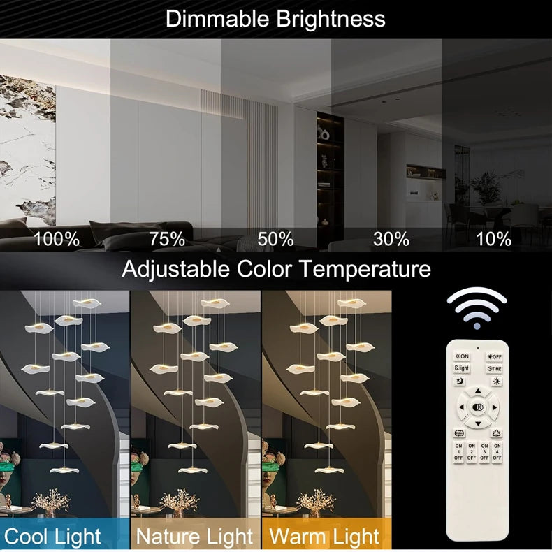 Modern LED Stair Chandeliers For Living Room Dining Room Pendant Lights Home Decoration Indoor Lamps  Hanging Lighting Fixtures