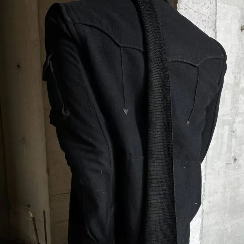 HKSH Spring Autumn Men's Tide Dark Punk Wool Deconstructed Leather Patchwork Jacket Fashion Vibe Vintage Y2K Gothic Coat HK27230